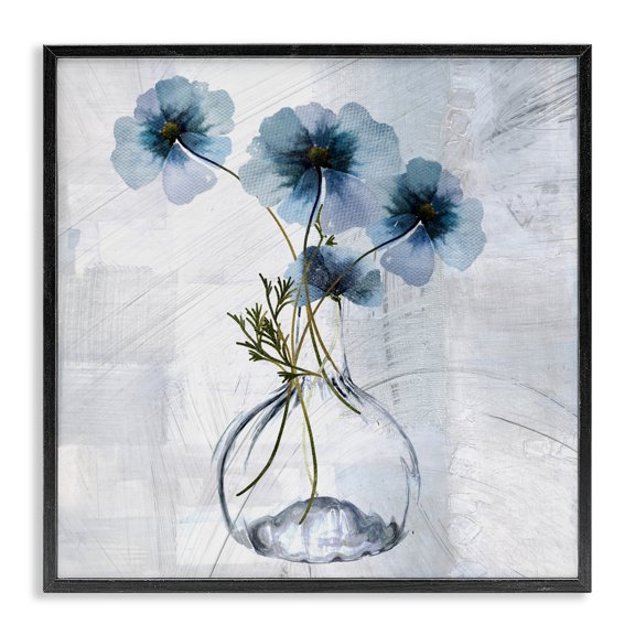 Stupell Industries Tale Of Blue Poppies Black Framed Giclee Art design by Sophie 6, 12 x 12