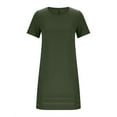 thumbnail image 7 of Ayolanni Knee-Length Womens Summer Dresses Loose Green Cotton Linen Short Sleeve Solid Dresses Dresses for Girls L, 7 of 7