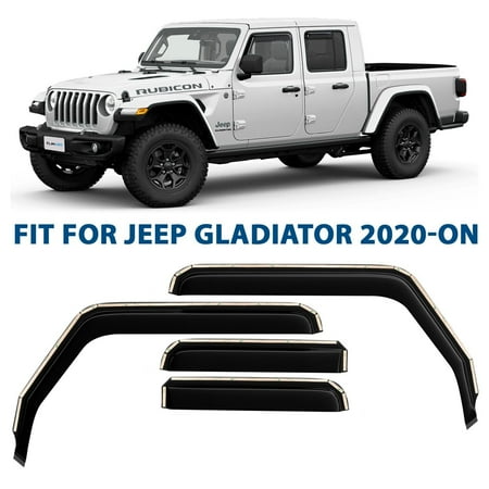 CLIM ART in-Channel Incredibly Durable Rain Guards for Jeep Gladiator 2020-2024  Original Window Deflectors  Vent Deflector  Vent Window Visors  Truck Accessories  4pcs - 620202