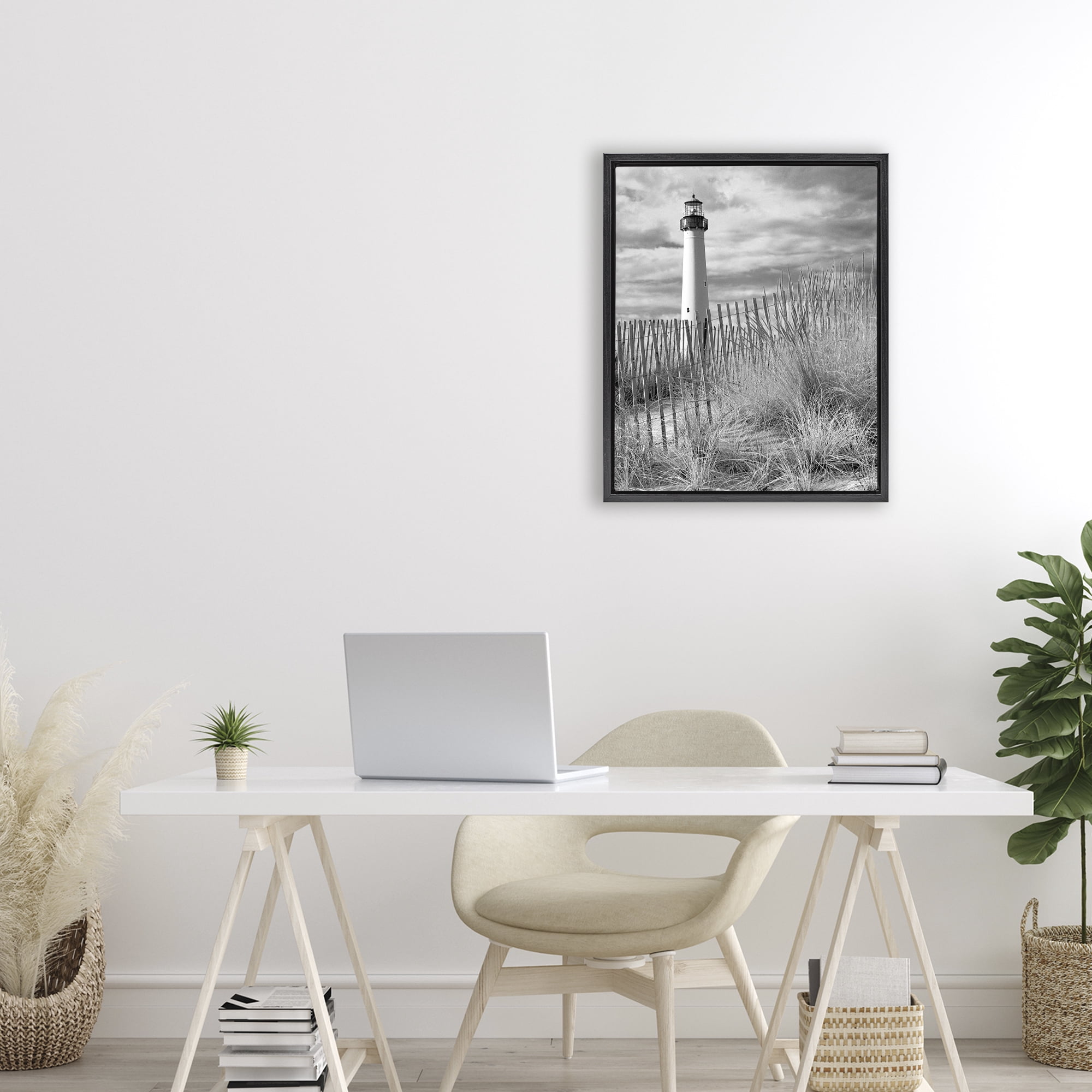 Stupell Industries Cape May Lighthouse View Black Framed Floater Canvas Wall Art, design by MJ Photography