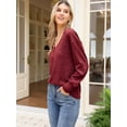 thumbnail image 4 of DARING DIVA Women's V Neck Long Sleeve Casual Knit Tunic Sweater XL Dark Red, 4 of 6