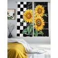 thumbnail image 3 of Summer Sunflowers Sheer Curtains 63 Inch Long 2 Panels, Yellow Floral Plants Retro Plaid Black White Light Filtering Rod Pocket Curtains, Sheer Voile Drapes for Living Room Bedroom, 52"x63", 3 of 8