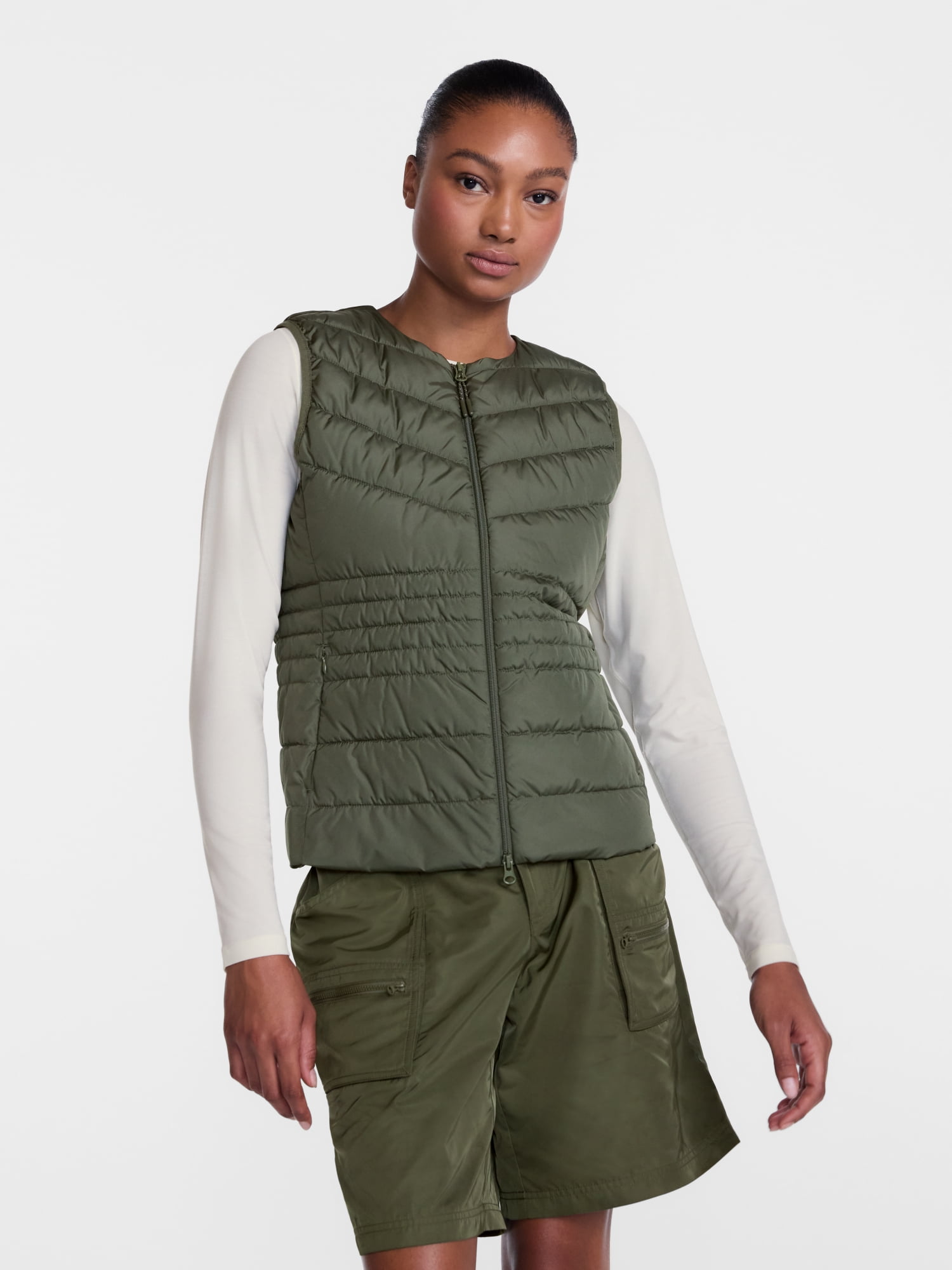 Ozark Trail Women's and Women's Plus Collarless Puffer Vest, Sizes XS-3X