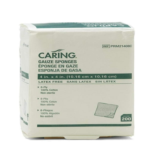 PRM21408CZ Caring Woven NonSterile 4x4 Gauze Sponges, 8ply (Pack of