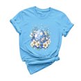 thumbnail image 2 of UPPADA Easter Femmes Oeufs Imprimé T-Shirts Heureux Easter Graphique Bunny Rabbit Mignons T-Shirts Manches Courtes Décontracté Col Rond T-Shirts Été Basique Coupe Régulière Chemises Bleu,G, 2 of 5
