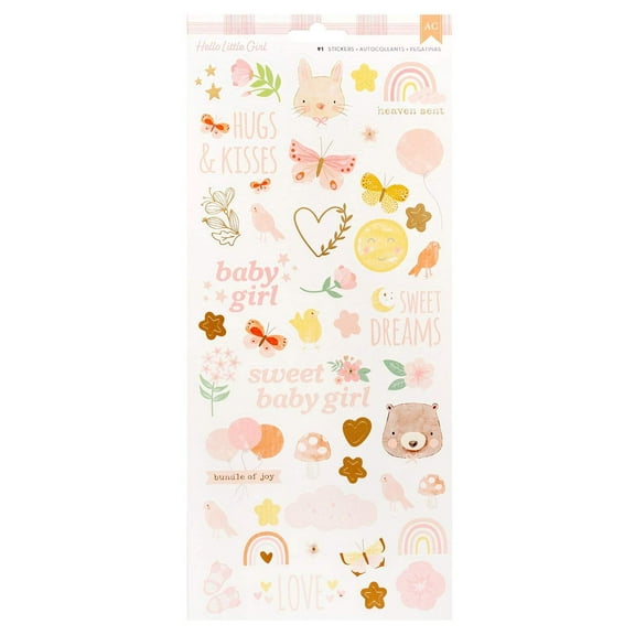 American Crafts Cardstock Stickers 6"X12" 91/Pkg-Hello Little Girl