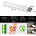 thumbnail image 2 of 30led Motion Sensor Cabinet Light, Wireless Usb Rechargeable Kitchen Night Light, Battery Powered For Closet, Cabinet Lighting (warm) - 2 Pack, 2 of 5
