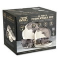 Thyme & Table Dinnerware, 12Piece Set, Light Gray Drip