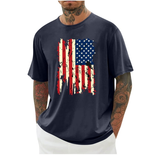Camisas de Manga Larga para Hombres Imprimir Cuello Redondo Manga Corta Blusa Algodón Lino Poliéster, Camisa de Moda Casual para Hombres