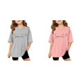 thumbnail image 1 of (2-Pack) Rinsvye Kids Short Sleeve Letter Design T Shirt Comfortable Tops And Girls Everyday Wear Durable Lightweight Apparel, 1 of 6