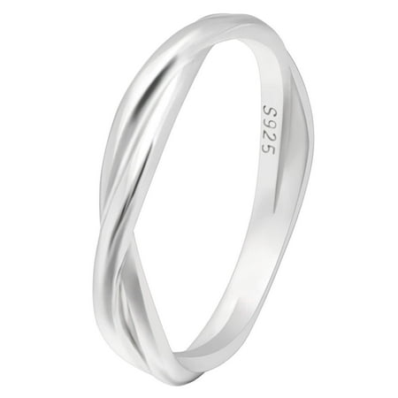 Aurora Infinity Twisted Sterling Silver Anniversary Wedding Band Ring Ginger Lyne Collection