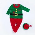 thumbnail image 4 of SRZYMJ Baby's Christmas Elf Outfit My First Coverall Rompers Christmas Bodysuit with Santa Hat suit Green 3-6 Months, 4 of 5