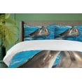 thumbnail image 4 of Ambesonne Dolphin Duvet Cover Sets, Aqua Show Photography, 2-Queen, Blue Dark Taupe, 4 of 7