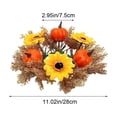 thumbnail image 3 of Fall Table Candle Rings,11" Artificial Maple Leaf Pumpkin Centerpiece Candleholder Wreath Thanksgiving Flower Harvest Farmhouse Decor, 3 of 6