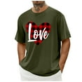 thumbnail image 2 of UVEASISHA Mens Valentine's Day Shirt Plaid Love Heart Print T-Shirts Summer Short Sleeve Crewneck Graphic Tees Regular Fit Fashion Vacation Tshirt Army Green M, 2 of 4