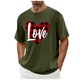 thumbnail image 1 of Tops para hombre, blusas y camisas de cuello redondo y manga corta para hombre. Camiseta/camisa informal de cuello redondo y manga corta con estampado de corazones para hombre. Tops de poliéster para, 1 of 3