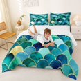 thumbnail image 3 of Homewish Magic Mermaid Scale Queen Comforter Set,Coastal Beach Comforter Sets Queen，Green,Reversible,3 Pieces,1 Comforter and 2 Pillowcases, 3 of 7