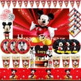 thumbnail image 2 of Vajilla desechable Mickey Mouse suministros de fiesta de cumpleaños Mickey Mouse baby ducha globo taza plato bolsa de regalo niños decoración de fiesta de bricolaje, 2 of 4