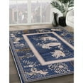 thumbnail image 2 of Ahgly Company Indoor Round Mid-Century Modern Dark Slate Blue Oriental Area Rugs, 4' Round, 2 of 6