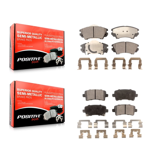 Positive Plus Front Rear Semi-Metallic Brake Pads Kit for Car 2011 Saab 9-5 with 321mm Diameter Rotor Without Performance Brakes KPF-100160