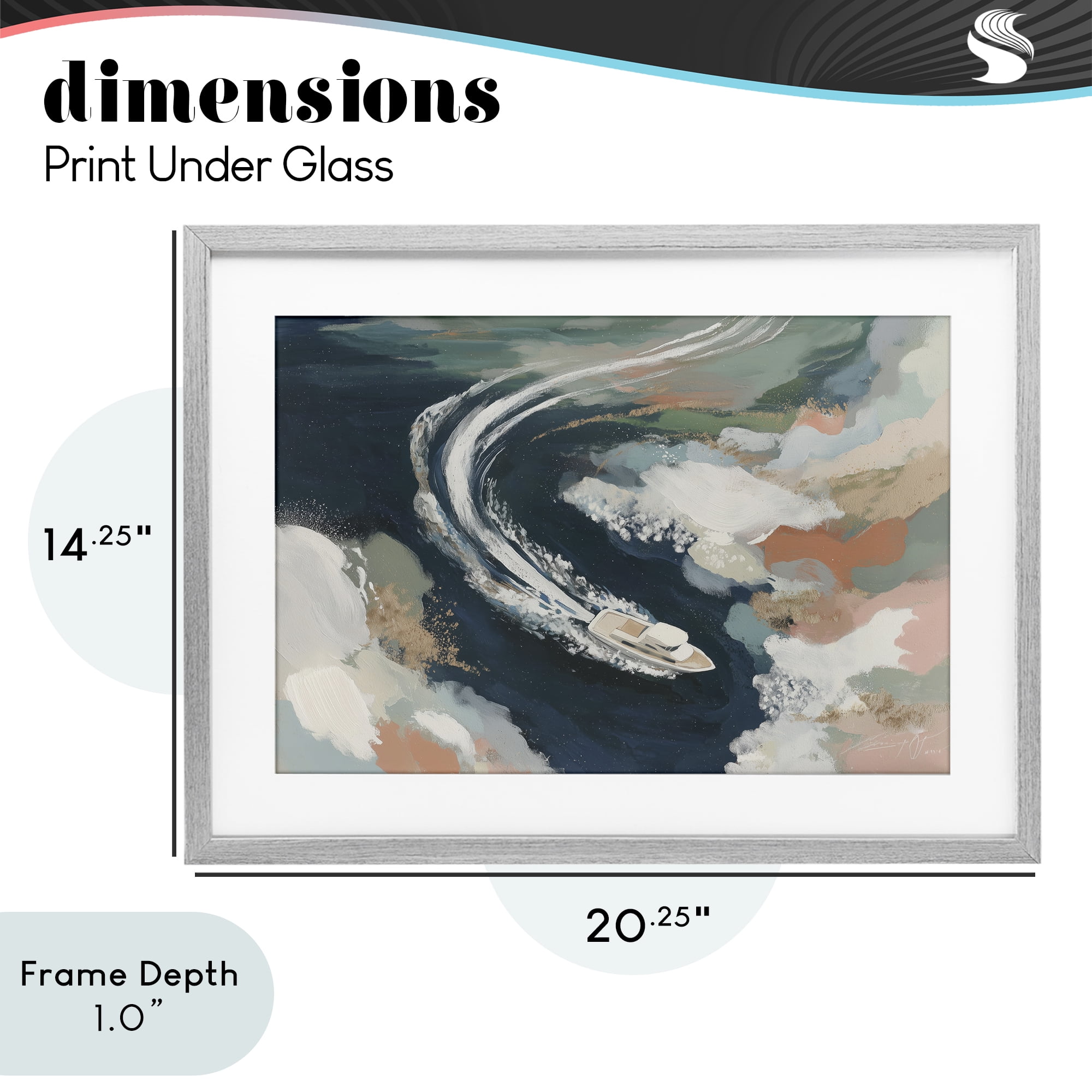 Stupell Industries Boat Wake From Above Gray Framed Print Under Glass, design by Chromatic Storm Studio