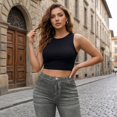 thumbnail image 6 of Jean Capris for Women Stretchy High Waisted Denim Capri Leggings Casual Pants with Pocket, 2XL, 6 of 7