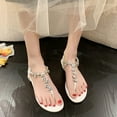 thumbnail image 6 of AXXD White Sandals for Women Summer Flats Flip Flops Bohemian Open Toe Breathable Comfortable Shoes Roman Boho Sandals, 6 of 8