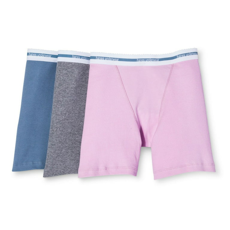 Hanes Originals Women’s Mid-Thigh Boxer Brief Pack, Stretch Cotton  Underwear, 4
