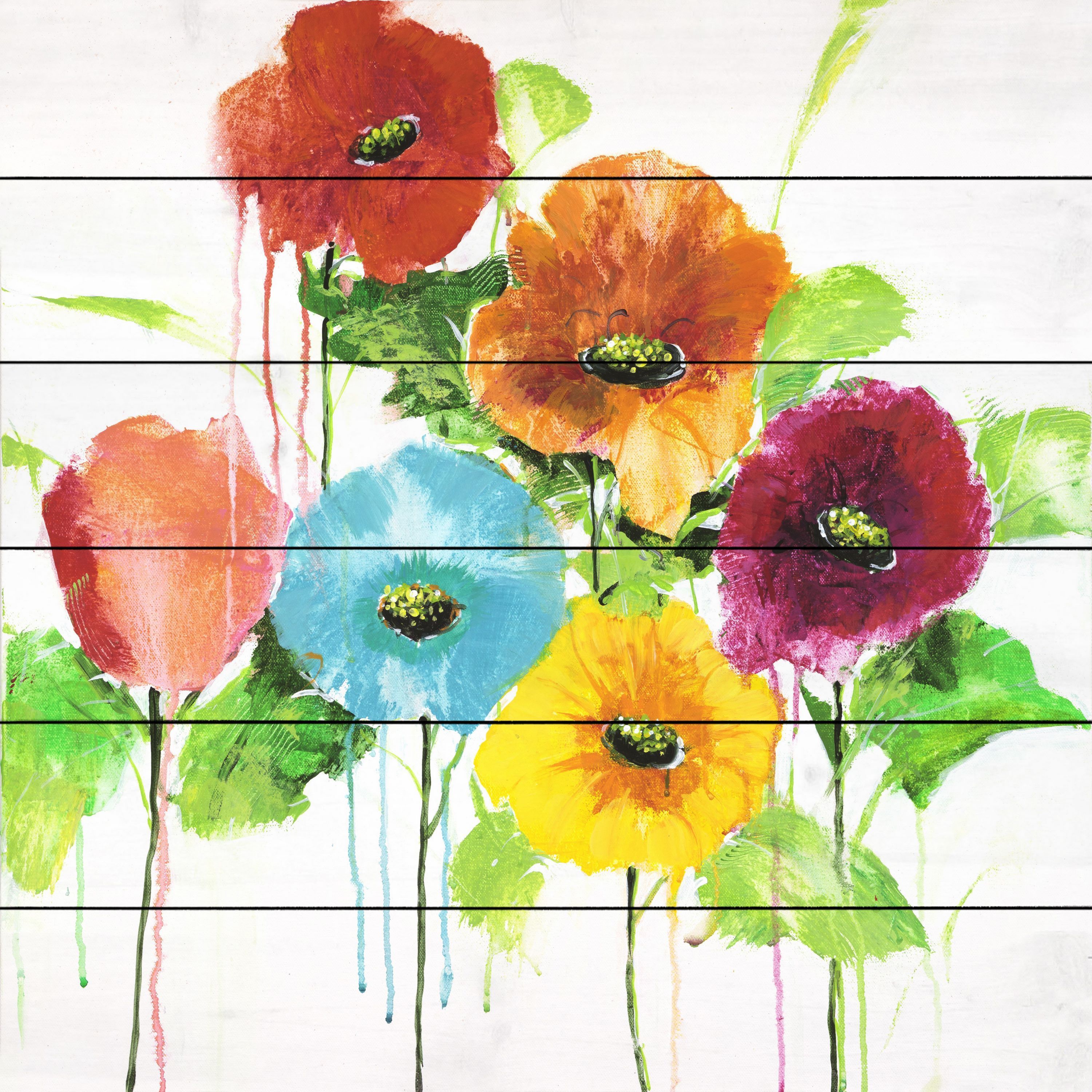 Marmont Hill - "Cheery Bloomers II" by Julie Joy Painting Print on White Wood