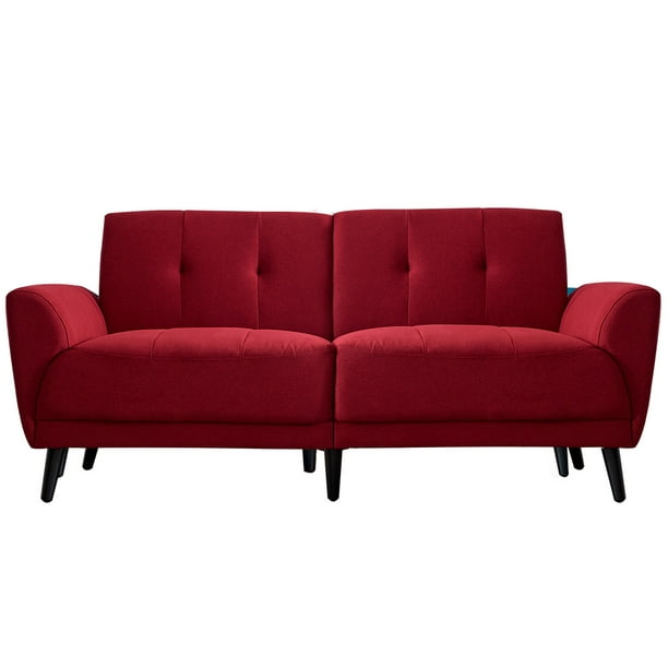 Mid Century Modern Fabric Sofa, Red Fabric Sofa And Loveseat