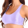 thumbnail image 2 of Sxiwei Women's Glossy Racerback Tank Tops Sleeveless Solid Color Crop Top Vest Unlined Yoga Bralette Light Purple XL, 2 of 7