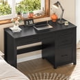 thumbnail image 6 of Farmhouse 47" Executive Desk with File Drawer, Wood Computer Desk with 3 Storage Drawers, Workstation for Home Office, Study, Writing(Pure Black), 6 of 14