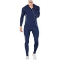 thumbnail image 2 of Zylanna Men's Casual Outfit Sets, Fleece Lined Quick Dry Moisture Wicking 2 Piece Base Shirt + Athletic Underwear Sets for Men Navy, 2 of 9