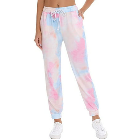 Women's Tie-Dyed Pajamas High Waist Lace-up Tapered Casual Pants ...