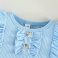 thumbnail image 5 of Sopiago Baby Girl Clothes Ruffle Sleeve Romper Shorts Set Cute Summer Outfits Cotton Baby Clothes for Girls with Headband Sky Blue,9-12 Months, 5 of 7
