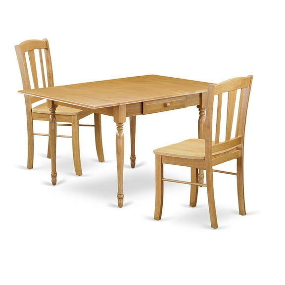 East West Furniture Dining Room Set Oak, MZAN3-OAK-LC