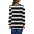 thumbnail image 3 of CCRFTGI Long Sleeve Shirts for Girls Size 7 Cute Black Striped T shirts for kids Holiday Crewneck Tee Shirts Soft Fall Summer Outfit Black 13-14 Years, 3 of 4
