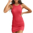 thumbnail image 1 of Besolor Robe Débardeur Côtelée d'Été pour Femme, Encolure Dégagée, Coupe Ajustée, Sans Manches, Moulante, Mini, Tenue de Boîte de Nuit, 1 of 4