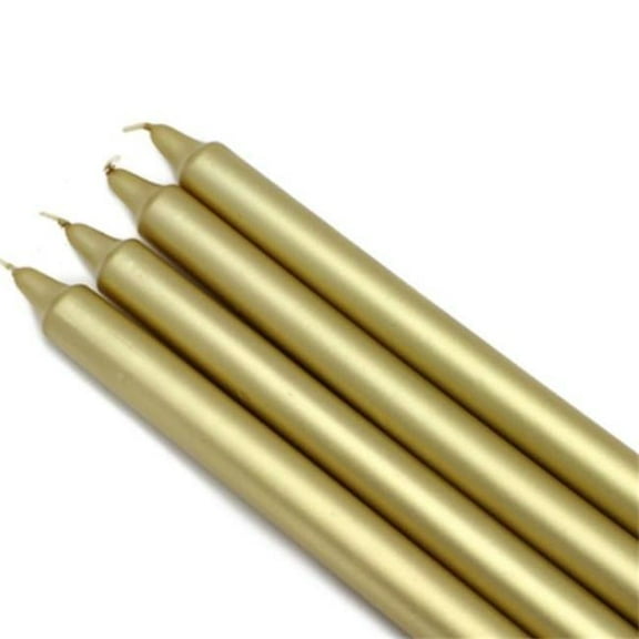 Jeco CEZ-105-12 10 in. Straight Taper Candles, Metallic Gold - 144 Piece