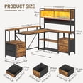 thumbnail image 2 of 75inch L Shaped Computer Desk with Drawers, Large Gaming Desk with LED Light & Power Outlets, Corner Computer Desk with Storage Shelves & Monitor Stand for Home Office,Rustic Brown and Black, 2 of 18
