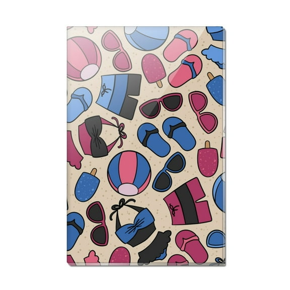 Retro Vintage Summer Beach Pattern Rectangle Acrylic Fridge Refrigerator Magnet