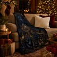 thumbnail image 3 of Printed Flannel Throw Blanket with Celestial Raven and Brass Telescope Print, 3 of 9
