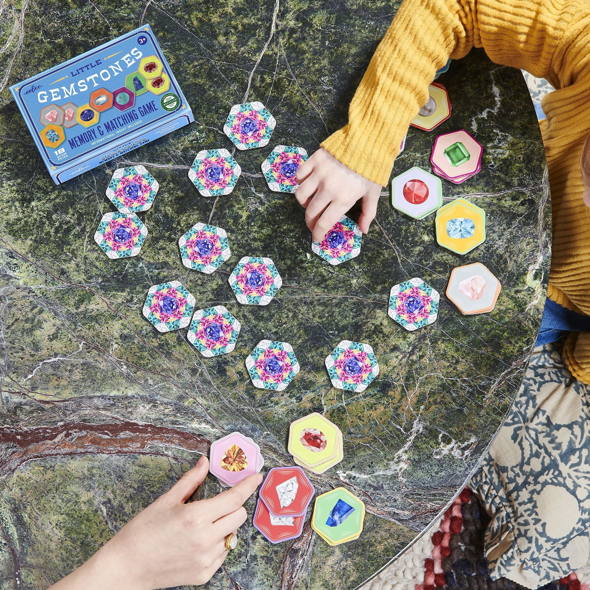 eeboo: Memory & Matching Game: Little Gemstones - 18 Pairs To Memorize, Colorful Gems, Encourages Recognition, Concentration Skills, Kids Ages 5+