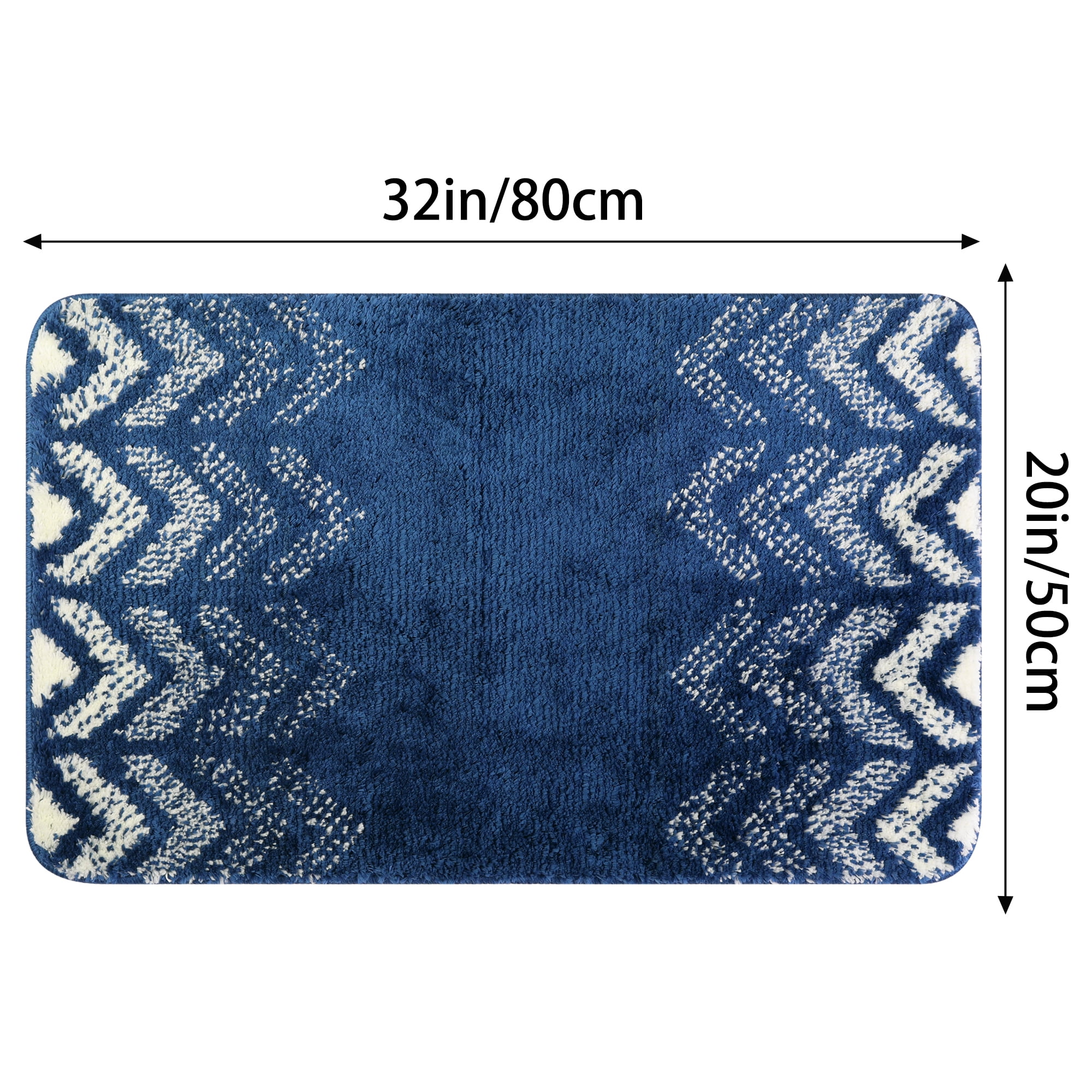 Unique Bargains 2 Pcs Geometric Patterns Bathroom Mats Absorbent Non-Slip Bath Rugs Blue 20" x 32"