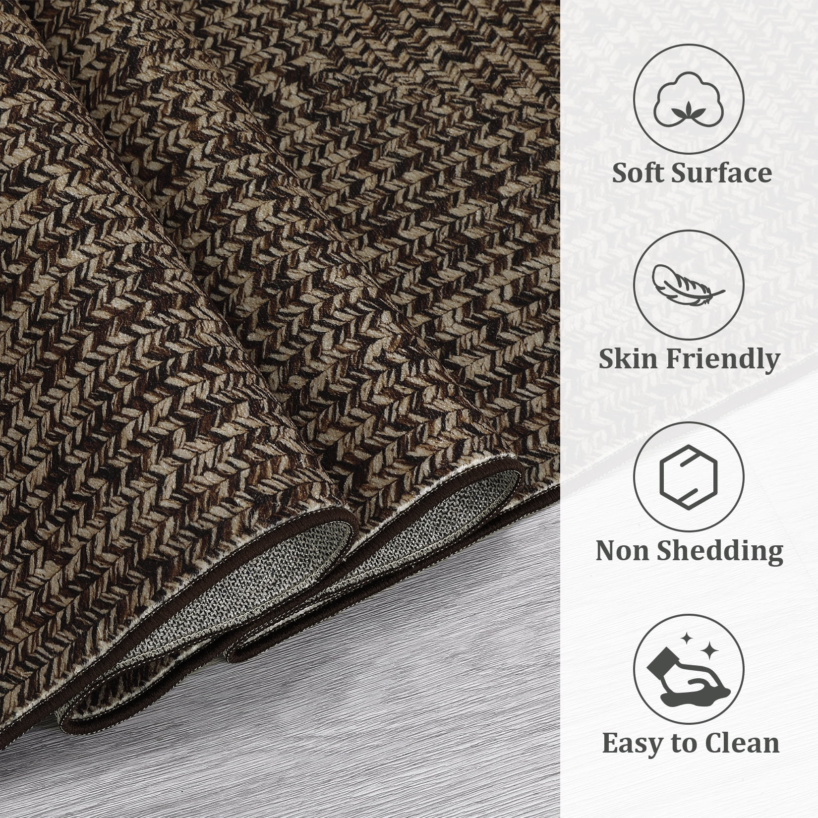 Haperlare Woven Modern Print Area Rugs Non Shedding Braided Rugs for Family Room Nursery Floor Area Rug Solid Brown Carpet,5'x7'