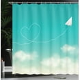 thumbnail image 4 of Ambesonne Cloud Shower Curtain, Paper Plane and Heart, 69"Wx84"L, Sea Green Mint Green, 4 of 5