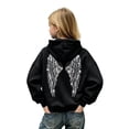thumbnail image 6 of Linfrsh Girls Sequin Angel Wings Hoodies Trendy Long Sleeve Hooded Baggy Drawstring Sweat Fashion Casual Pullovers With Pockets(Black,4-5 Years), 6 of 8