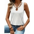 thumbnail image 2 of Tank Top for Women Loose Fit Sleeveless V Neck Tops Dressy Casual Eyelet Summer Flowy Blouse White S, 2 of 5