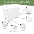 thumbnail image 3 of HDPE 3-Seater Porch Swing, 5-ft Bench Swing with Foldable Cup Holders,18/8 Stainless Steel Hardware, High Backrest and Deep Contoured Seat (White, 5-feet), 3 of 6