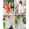 thumbnail image 5 of Women's 2024 Summer Square Neck Puff Sleeve Boho Midi Dress Swiss Dot Ruffle Flowy Tie Back Dress, 5 of 6